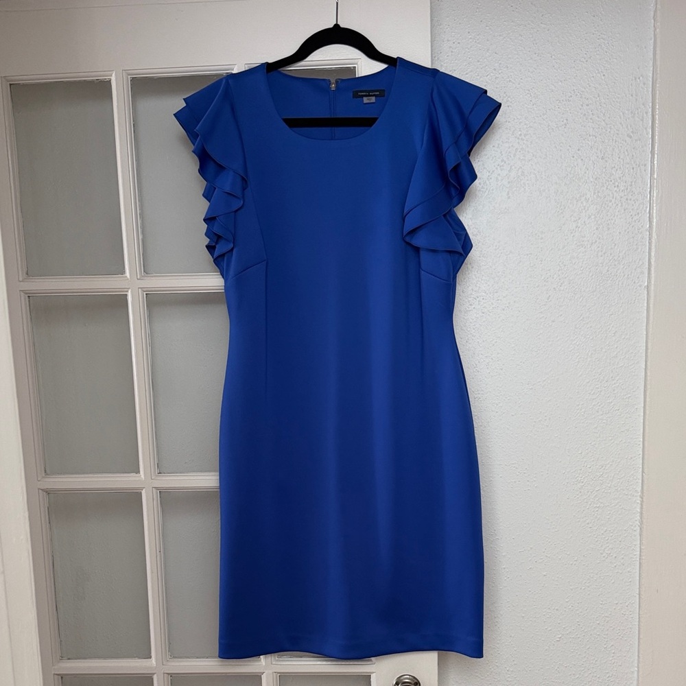 Tommy Hilfiger Royal Blue Ruffle Sleeve Sheath Dress